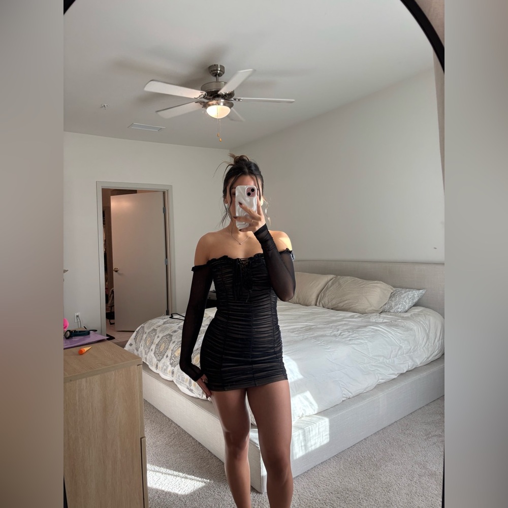 Fashion Nova Black Sheer Mini Dress